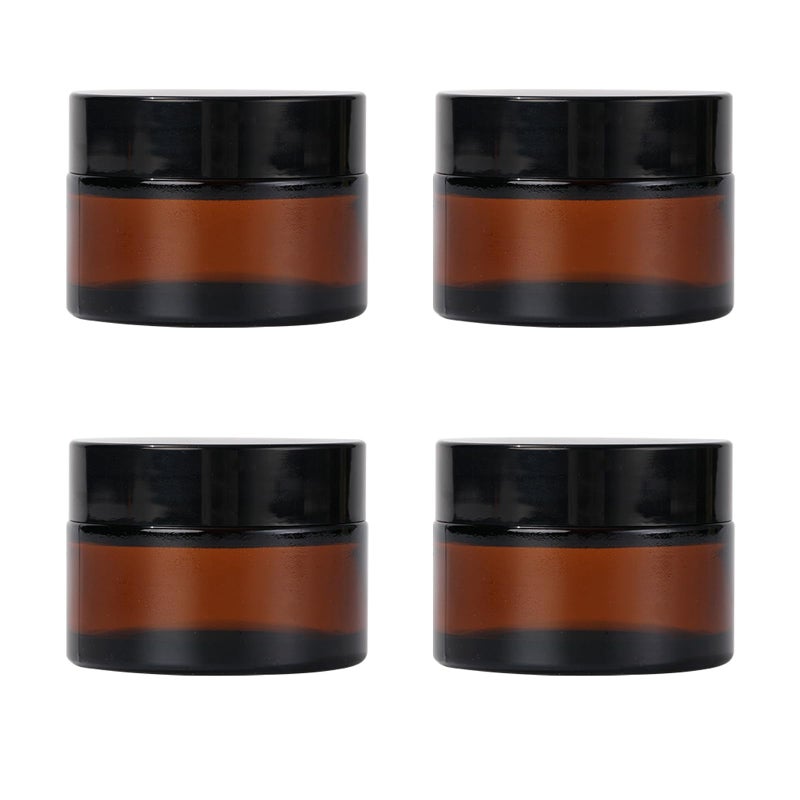 ZIYIZE Amber Glass Jars with Lids  4 Pack 1oz Small Glass Jars with Inner Liners  30 ml Reusable Empty Round Cosmetic Container for Creams  Lotion  Cosmetic  Spice  Powder - Image 1